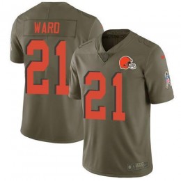 Browns #21 Denzel Ward Olive Men's Stitched NFL Limited 2017 Salute To Service Jersey
