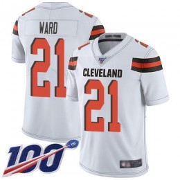 Browns #21 Denzel Ward White Men's Stitched NFL 100th Season Vapor Limited Jersey