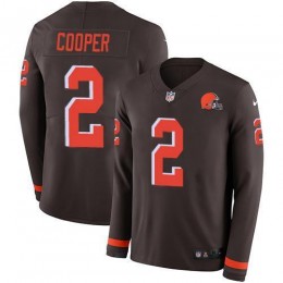 Browns #2 Amari Cooper Brown Team Color Men's Stitched NFL Limited Therma Long Sleeve Jersey