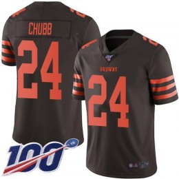 Browns #24 Nick Chubb Brown Men's Stitched NFL Limited Rush 100th Season Jersey