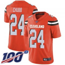 Browns #24 Nick Chubb Orange Alternate Men's Stitched NFL 100th Season Vapor Limited Jersey