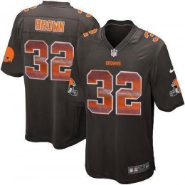 Browns #32 Jim Brown Brown Team Color Men's Stitched NFL Limited Strobe Jersey