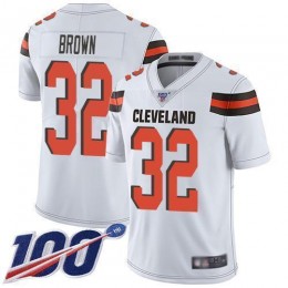 Browns #32 Jim Brown White Men's Stitched NFL 100th Season Vapor Limited Jersey
