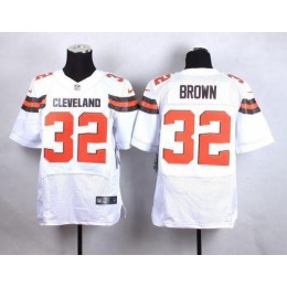 Browns #32 Jim Brown White Men's Stitched NFL New Elite Jersey