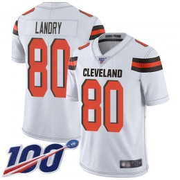 Browns #80 Jarvis Landry White Men's Stitched NFL 100th Season Vapor Limited Jersey