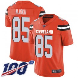 Browns #85 David Njoku Orange Alternate Men's Stitched NFL 100th Season Vapor Limited Jersey