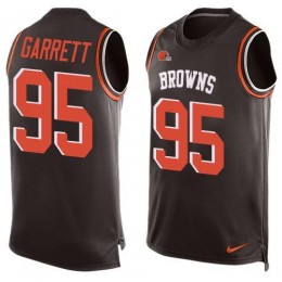 Browns #95 Myles Garrett Brown Team Color Men's Stitched NFL Limited Tank Top Jersey