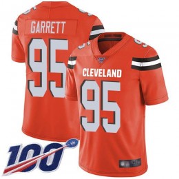 Browns #95 Myles Garrett Orange Alternate Men's Stitched NFL 100th Season Vapor Limited Jersey