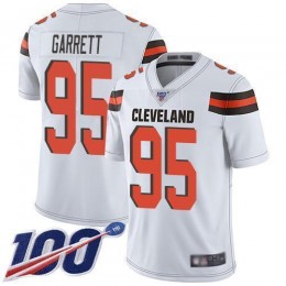 Browns #95 Myles Garrett White Men's Stitched NFL 100th Season Vapor Limited Jersey