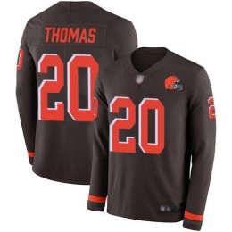 Cleveland Browns #20 Tavierre Thomas Brown Team Color Men's Stitched NFL Limited Therma Long Sleeve Jersey