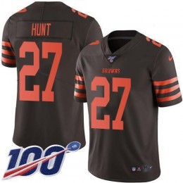 Cleveland Browns #27 Kareem Hunt Brown Men's Stitched NFL Limited Rush 100th Season Jersey