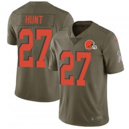 Cleveland Browns #27 Kareem Hunt Olive Men's Stitched NFL Limited 2017 Salute To Service Jersey