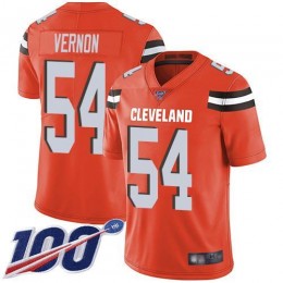 Cleveland Browns #54 Olivier Vernon Orange Alternate Men's Stitched NFL 100th Season Vapor Limited Jersey