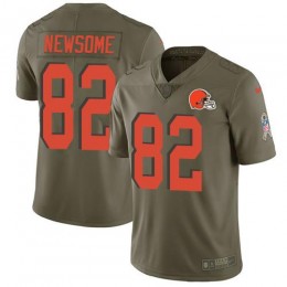 Cleveland Browns #82 Ozzie Newsome Olive Men's Stitched NFL Limited 2017 Salute To Service Jersey