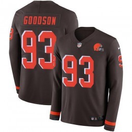 Cleveland Browns #93 B.J. Goodson Brown Team Color Men's Stitched NFL Limited Therma Long Sleeve Jersey