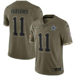 Dallas Cowboys #11 Micah Parsons Men's 2022 Salute To Service Limited Jersey – Olive
