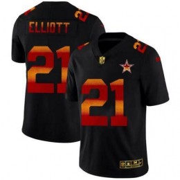 Dallas Cowboys #21 Ezekiel Elliott Men's Black Red Orange Stripe Vapor Limited NFL Jersey