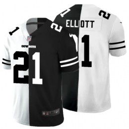 Dallas Cowboys #21 Ezekiel Elliott Men's Black V White Peace Split Vapor Untouchable Limited NFL Jersey