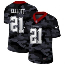 Dallas Cowboys #21 Ezekiel Elliott Men's 2020 Black CAMO Vapor Untouchable Limited Stitched NFL Jersey