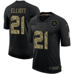 Dallas Cowboys #21 Ezekiel Elliott Men's 2020 Salute To Service Camo Limited NFL Jersey Black
