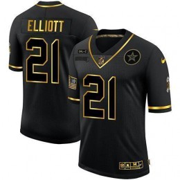 Dallas Cowboys #21 Ezekiel Elliott Men's 2020 Salute To Service Golden Limited NFL Jersey Black