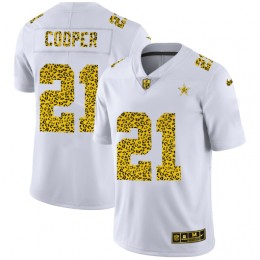 Dallas Cowboys #21 Ezekiel Elliott Men's Flocked Leopard Print Vapor Limited NFL Jersey White
