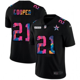 Dallas Cowboys #21 Ezekiel Elliott Men's Multi-Color Black 2020 NFL Crucial Catch Vapor Untouchable Limited Jersey