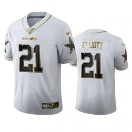 Dallas Cowboys #21 Ezekiel Elliott Men's White Golden Edition Vapor Limited NFL 100 Jersey
