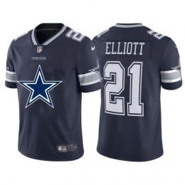 Dallas Cowboys #21 Ezekiel Elliott Navy Blue Men's Big Team Logo Vapor Limited NFL Jersey