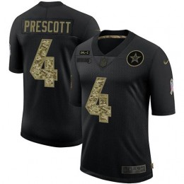 Dallas Cowboys #4 Dak Prescott Men's 2020 Salute To Service Camo Limited NFL Jersey Black