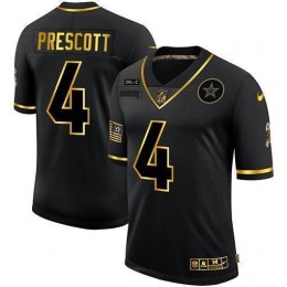Dallas Cowboys #4 Dak Prescott Men's 2020 Salute To Service Golden Limited NFL Jersey Black
