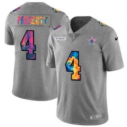 Dallas Cowboys #4 Dak Prescott Men's Multi-Color 2020 NFL Crucial Catch NFL Jersey Greyheather