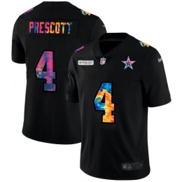 Dallas Cowboys #4 Dak Prescott Men's Multi-Color Black 2020 NFL Crucial Catch Vapor Untouchable Limited Jersey