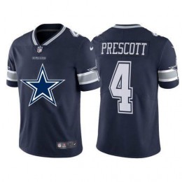 Dallas Cowboys #4 Dak Prescott Navy Blue Men's Big Team Logo Vapor Limited NFL Jersey