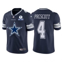 Dallas Cowboys #4 Dak Prescott Navy Blue Men's Big Team Logo With Established In 1960 Patch Vapor Limited NFL Jersey