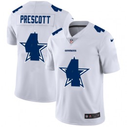 Dallas Cowboys #4 Dak Prescott White Men's Team Logo Dual Overlap Limited NFL Jersey