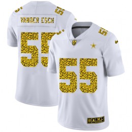 Dallas Cowboys #55 Leighton Vander Esch Men's Flocked Leopard Print Vapor Limited NFL Jersey White