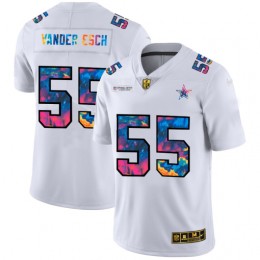 Dallas Cowboys #55 Leighton Vander Esch Men's White Multi-Color 2020 NFL Crucial Catch Limited NFL Jersey