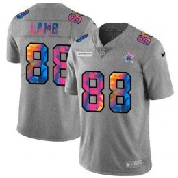 Dallas Cowboys #88 CeeDee Lamb Men's Multi-Color 2020 NFL Crucial Catch NFL Jersey Greyheather