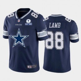 Dallas Cowboys #88 CeeDee Lamb Navy Blue Men's Big Team Logo With Established In 1960 Patch Vapor Limited NFL Jersey