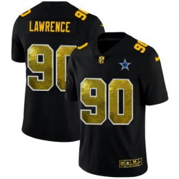 Dallas Cowboys #90 Demarcus Lawrence Men's Black Golden Sequin Vapor Limited NFL Jersey
