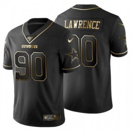 Dallas Cowboys #90 Demarcus Lawrence Men's Black Golden Limited NFL 100 Jersey