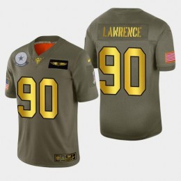 Dallas Cowboys #90 Demarcus Lawrence Men's Olive Gold 2019 Salute To Service Limited NFL 100 Jersey