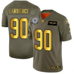 Dallas Cowboys #90 Demarcus Lawrence NFL Men's Olive Gold 2019 Salute To Service Limited Jersey