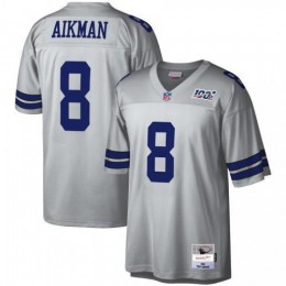 Dallas Dallas Cowboys #8 Troy Aikman Mitchell & Ness NFL 100 Retired Player Platinum Jersey