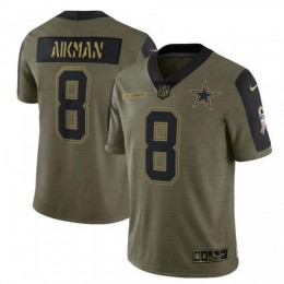 Dallas Dallas Cowboys #8 Troy Aikman Olive 2021 Salute To Service Limited Player Jersey