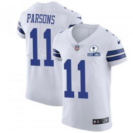 Cowboys #11 Micah Parsons White Men's Stitched With Established In 1960 Patch NFL New Elite Jersey
