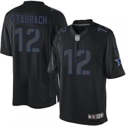Cowboys #12 Roger Staubach Black Men's Stitched NFL Impact Limited Jersey