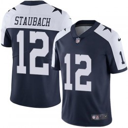 Cowboys #12 Roger Staubach Navy Blue Thanksgiving Men's Stitched NFL Vapor Untouchable Limited Throwback Jersey