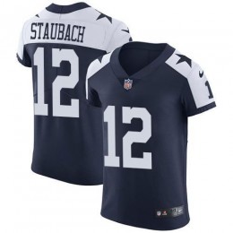 Cowboys #12 Roger Staubach Navy Blue Thanksgiving Men's Stitched NFL Vapor Untouchable Throwback Elite Jersey